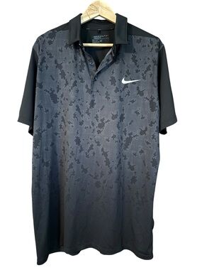Nike Golf Standard Fit Black/Dark Gray Dri-FIT Graphic Polo Large